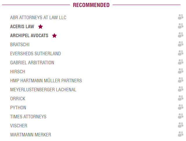 Рекомендуемые арбитражные юридические фирмы Международный арбитраж Женева