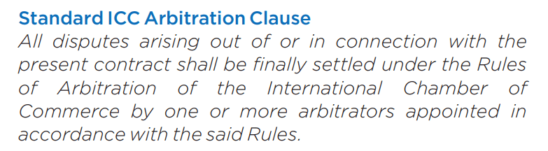 Cláusula de Arbitragem Padrão da ICC