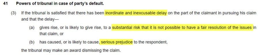 Réclamations périmées dispositions d'arbitrage international loi sur l'arbitrage