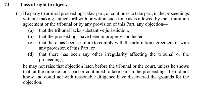 Perte du droit de contester l'arbitrage