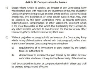 Compenso per clausole di guerra Arbitrato di investimento