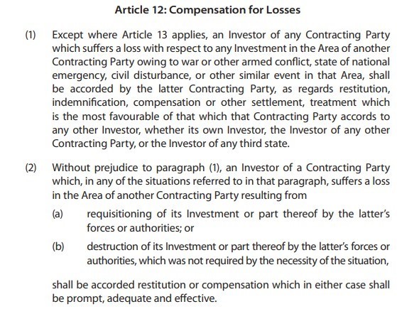 Kompensasi untuk Arbitrase Investasi Klausul Perang