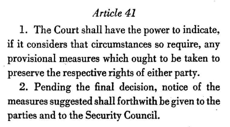 Προσωρινά Μέτρα ICJ