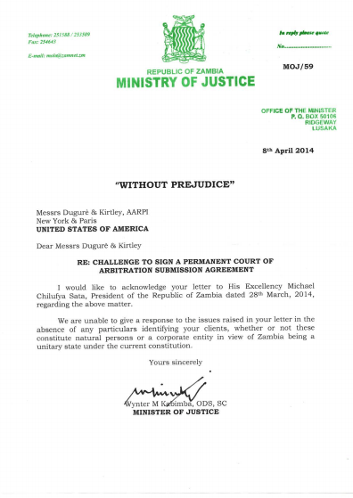 Request For Arbitration Letter